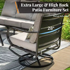 Ensemble de conversation de 7 pièces de mobilier de patio en métal Captiva Designs avec fauteuils pivotants pour jardin, porche, cour arrière