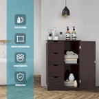 Meuble bas de salle de bain en bois à 4 tiroirs avec placard de rangement