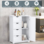 Meuble bas de salle de bain en bois à 4 tiroirs avec placard de rangement