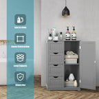Meuble bas de salle de bain en bois à 4 tiroirs avec placard de rangement