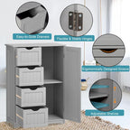 Meuble bas de salle de bain en bois à 4 tiroirs avec placard de rangement
