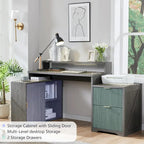 Bureau d'angle moderne en L de 67 pouces, bureau d'ordinateur de maison en bois avec station de charge