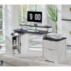 Bureau d'angle moderne en L de 67 pouces, bureau d'ordinateur de maison en bois avec station de charge