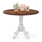 Table à manger ronde rustique avec plateau en bois d'hévéa