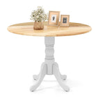 Table à manger ronde rustique avec plateau en bois d'hévéa