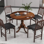 Table à manger ronde rustique avec plateau en bois d'hévéa
