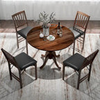 Table à manger ronde rustique avec plateau en bois d'hévéa