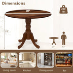Table à manger ronde rustique avec plateau en bois d'hévéa