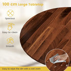 Table à manger ronde rustique avec plateau en bois d'hévéa