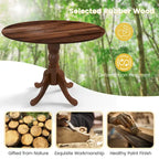 Table à manger ronde rustique avec plateau en bois d'hévéa