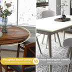 Table à manger ronde rustique avec plateau en bois d'hévéa