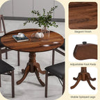 Table à manger ronde rustique avec plateau en bois d'hévéa
