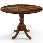 Table à manger ronde rustique avec plateau en bois d'hévéa