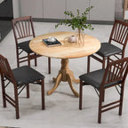 Table à manger ronde rustique avec plateau en bois d'hévéa