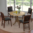 Table à manger ronde rustique avec plateau en bois d'hévéa