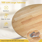 Table à manger ronde rustique avec plateau en bois d'hévéa