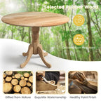 Table à manger ronde rustique avec plateau en bois d'hévéa