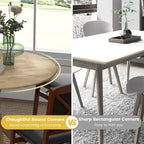 Table à manger ronde rustique avec plateau en bois d'hévéa