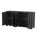 Buffet 4 portes avec accents linéaires et pieds géométriques