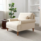 Fauteuil d'appoint en velours beige de 96 cm