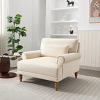 Fauteuil d'appoint en velours beige de 96 cm