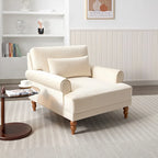 Fauteuil d'appoint en velours beige de 96 cm