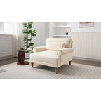 Fauteuil d'appoint en velours beige de 96 cm