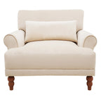 Fauteuil d'appoint en velours beige de 96 cm