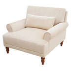 Fauteuil d'appoint en velours beige de 96 cm