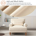 Fauteuil d'appoint en velours beige de 96 cm