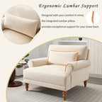 Fauteuil d'appoint en velours beige de 96 cm