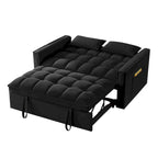 Canapé-lit convertible 4-en-1 – Causeuse en velours – Lit d'appoint avec dossier inclinable, 2 poches latérales