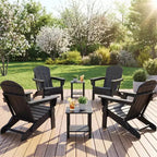 Ensemble de 4 chaises Adirondack pliantes avec 2 tables d'appoint, chaises d'extérieur modernes en HDPE pour patio, terrasse, balcon, jardin