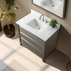 Meuble-lavabo Vanity Art avec évier en céramique et dessus en marbre reconstitué