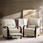 Ensemble de 2 fauteuils inclinables manuels en cuir véritable, inclinaison à 159°