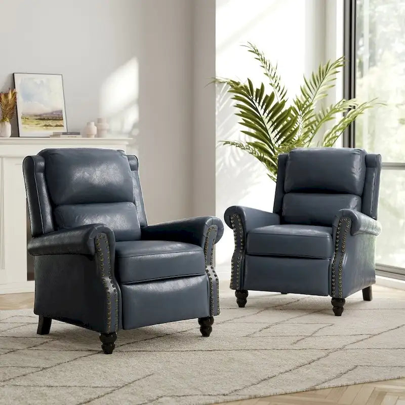Lot de 2 fauteuils inclinables modernes à assise rembourrée en cuir PU/tissu