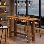 Table de bar haute en bois massif de 63 pouces pour cuisine, café ou restaurant