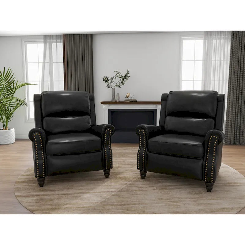 Lot de 2 fauteuils inclinables modernes à assise rembourrée en cuir PU/tissu