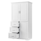 Meuble de rangement haut et large avec portes pour salle de bain, trois tiroirs