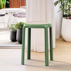 Tabouret de salle à manger rond en plastique avec plateau en osier - 45 H x 34 L x 34 P cm