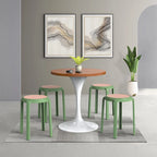 Tabouret de salle à manger rond en plastique avec plateau en osier - 45 H x 34 L x 34 P cm