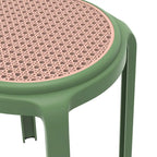 Tabouret de salle à manger rond en plastique avec plateau en osier - 45 H x 34 L x 34 P cm