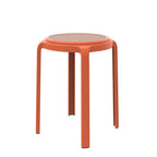 Tabouret de salle à manger rond en plastique avec plateau en osier - 45 H x 34 L x 34 P cm