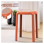 Tabouret de salle à manger rond en plastique avec plateau en osier - 45 H x 34 L x 34 P cm