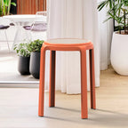 Tabouret de salle à manger rond en plastique avec plateau en osier - 45 H x 34 L x 34 P cm