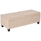 Banc ottoman de rangement capitonné avec couvercle relevable – Tissu lin, pour pied de lit ou salon