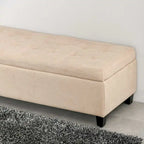 Banc ottoman de rangement capitonné avec couvercle relevable – Tissu lin, pour pied de lit ou salon