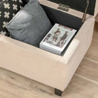 Banc ottoman de rangement capitonné avec couvercle relevable – Tissu lin, pour pied de lit ou salon