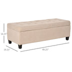 Banc ottoman de rangement capitonné avec couvercle relevable – Tissu lin, pour pied de lit ou salon