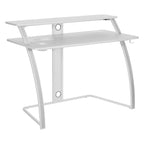 Bureau de jeu 48" avec étagère pour moniteur, lumières RVB et prises de courant - Blanc